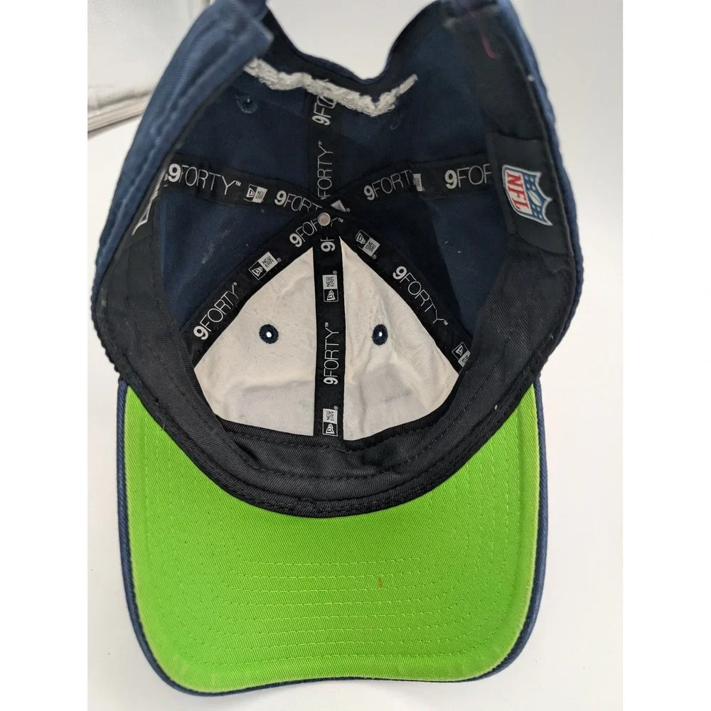 New Era 9FORTY Seattle Seahawks Womens Hat Navy White Sequined Logo Adjustable